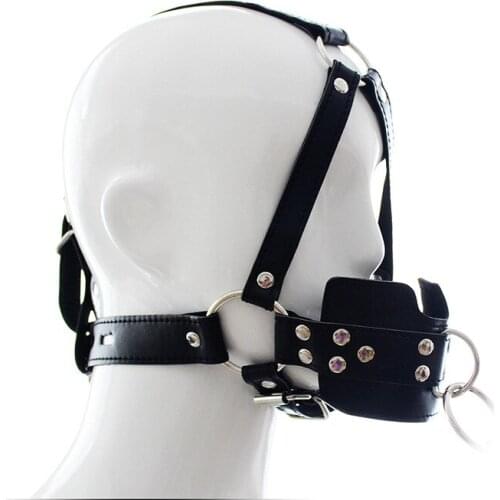 New Black Gay Leather Traction Chain Mouth Plug Mouth Plug Gag Adult Erotic Toys Sex Products BDSM Set Sex Toys For Woman