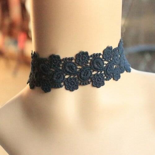 New European And American Fashion Flower Black Lace Handmade Tattoo Necklace Short Choker Necklace For Women