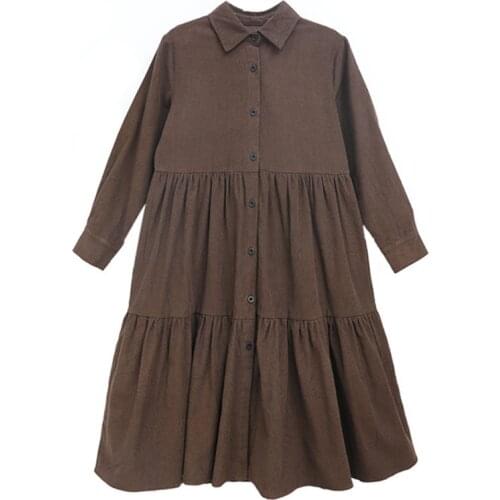 6 to 16 years kids & teenager girls fall winter corduroy flare midi dress children girl fashion buttoned shirt dresses clothes