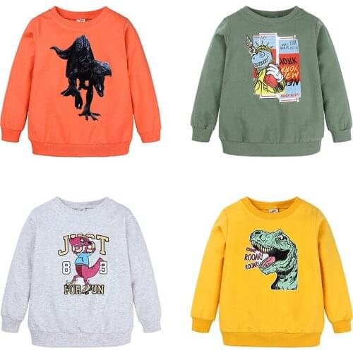 Autumn Baby Girls Boys Clothes Long Sleeve Cartoon Dinosaur Character Printed T-shirt Tops Kids Infant Sweateshirt BBT123
