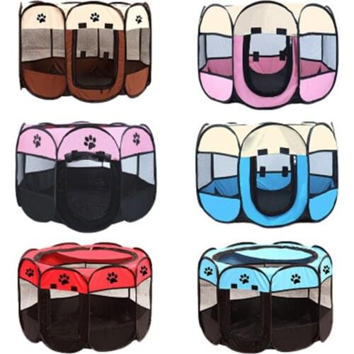 Portable Folding Pet Tent Dog House Octagonal Cage For Cat Tent Playpen Easy Operation Fence Outdoor Big Dogs House Puppy Kennel