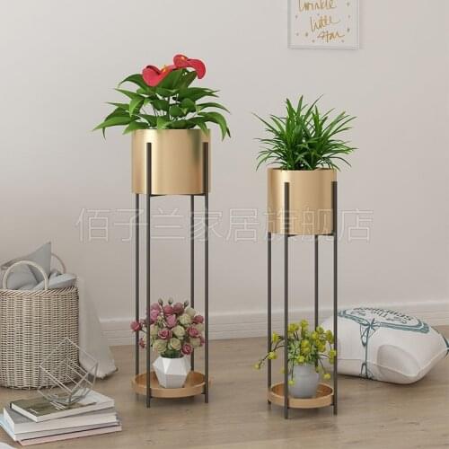 Nordic Wrought Iron Flower Stand Simple Living Room Floor-standing Green Radish Flower Pot Stand Stable Balcony Home Plant Shelf