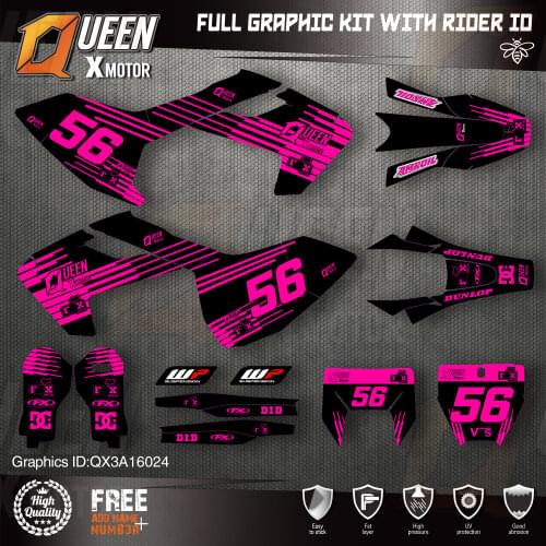 QUEEN X MOTOR Custom Team Graphics Decals Stickers Kit For Husqvarna Decal 2016-18 TC FC TX FX FS 17-19 TE FE 125-450CC 024