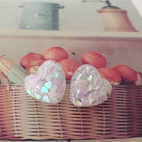 Heart Resin Earrings Korean Classic Style Golden Peach Heart Stud Earrings For Woman Jewelry Valentines Day Present Wholesale