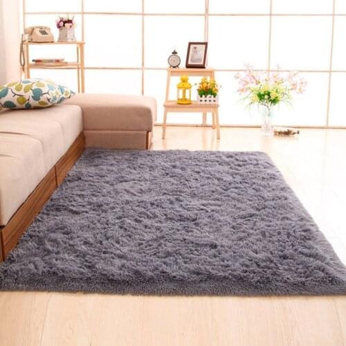 Modern Style Solid Silk Plush Carpet Floor Mat Bedroom Living Room Carpet Windowsill Mat Children Room