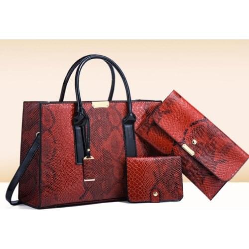 2021 New Snakeskin Pattern Womens Bags Fashion Trend Diagonal Womens Handbag Retro Large Capacity 3piece Sets Composite Bag