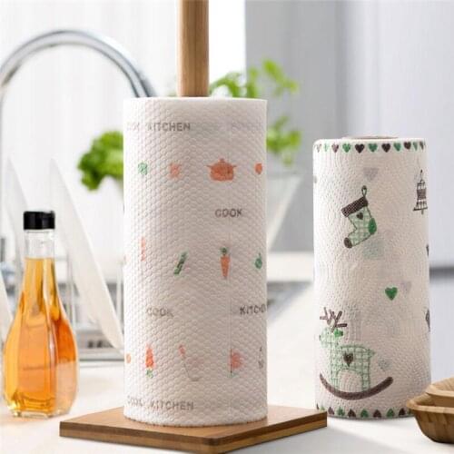 1 Roll Cleaning Cloths Non-Woven Fabric Lazy Rags Wet and Dry Washable Disposable Dish Paper Towel Cloth for Kitchen