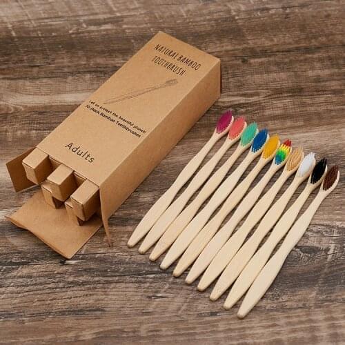 10pcs Bamboo Toothbrush Set Pointed Wavy Soft bristles Bamboo Fiber Bamboo Charcoal zero waste Tooth Brush Eco Bamboo Toothbrush