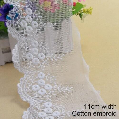 10yards 11cm width Cotton embroid lace sewing ribbon guipure trims fabric dolls lace DIY Garment Accessories wedding lace#3372