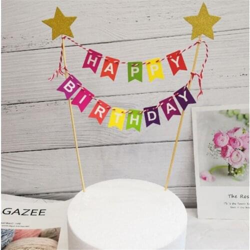 20set/lot Assembled Happy birthday cake toppers with colorful banner, cake toppers for kids,men,girl suitable
