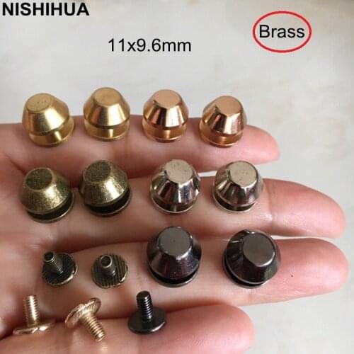 20 sets - Good Quality Brass Rivet Studs For Leather Crafts 11x9.6mm Double Layer Flat Head Bucket Rivet Spike,Hat Bag Decor C
