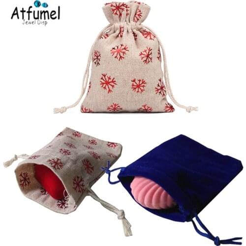 20Pcs Blue Velvet Bag Jewelry Packing Natural Burlap Bag Jute Gift Bags Wedding Bag Candy Bag Drawstring Pouches