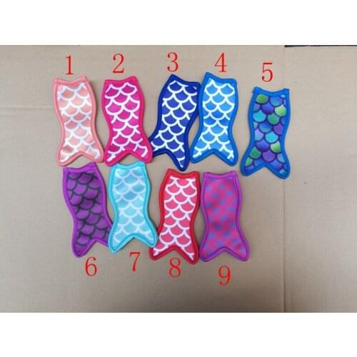 200pcs/lot 16x8.5cm Fish style Mermaid Neoprene Popsicle Holders Ice Sleeves Freezer Holder