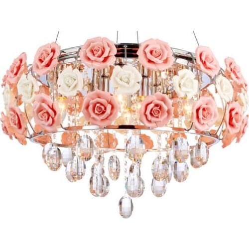 2020 New Arrival LED Crystal Ceiling Lights lustres de sala Beautiful Rose Style For Bedroom Dining Room Free shipping