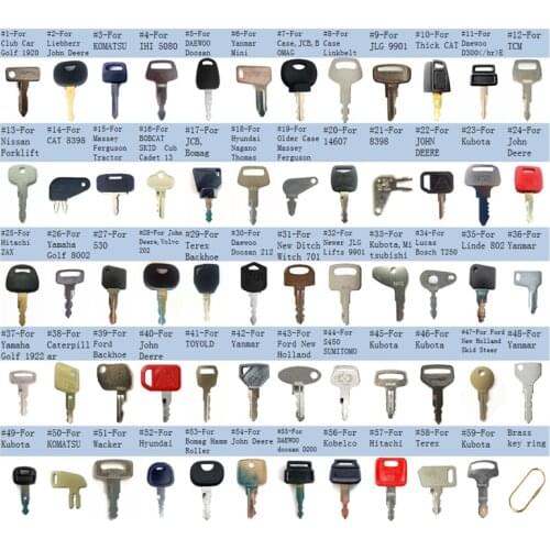 59 key Construction Heavy Equipment Key for JCB Case Club Car,For JOHN DEERE For Komatsu,IHI,Doosan Terex For Yanmar