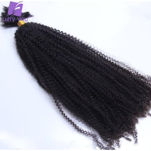 Afro Kinky Curly Bulk Human Hair For Braiding Mongolian Remy Hair No Weft Hair Bundles Natural Black 100g/pc 1pc/lot Luffywig