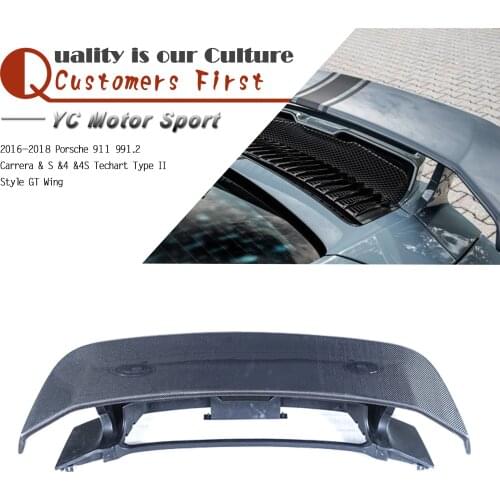 Car Accessories Carbon Fiber TA Type II Style GT Wing Rear Spoiler Fit For 2016-2018 911 991.2 Carrera & S & 4 & 4S GT Wing