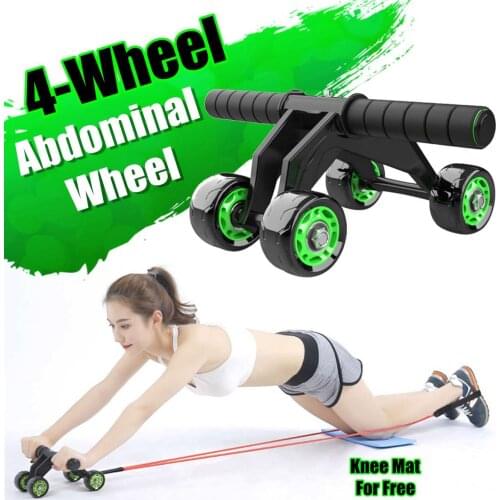 Home Fitness Muscle Exercise Equipment FOUR Wheel Abdominal Roller Power Wheel Ab Roller Gym Roller Trainer Training