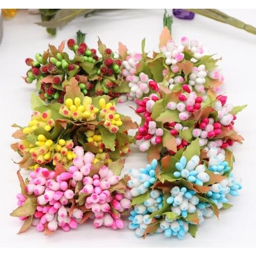 10pcs Artificial Glass Berries Fruit Red Cherry Plastic Fruits For Home Wedding Decoration Fake Strawberry Mulberry Flower