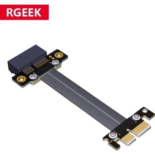 PCIe 3.0 x1 To x1 Extension Cable Dual 90 Degree Right Angled PCI Express 1x Riser USB Card Ribbon Extender Cable