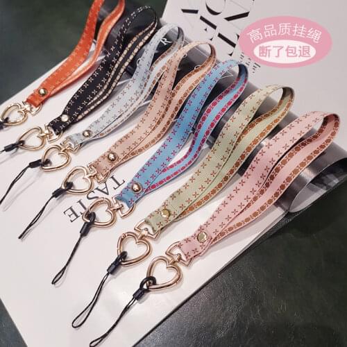 Short Phone Lanyard Wrist Strap X Edge Heart Pendant for iphone huawei redmi xiaomi Samsung Camera GoPro String Holders Keyring