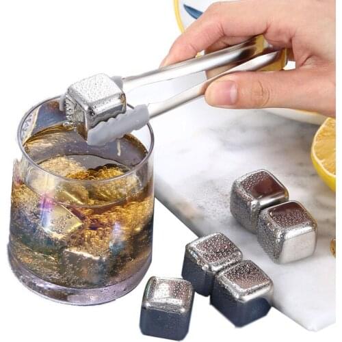 New Whisky Stones Ice Cubes Set Stainless Steel Ice Cubes Reusable Wine Whiskey Stones Cooling Cube Chilling Party Bar Tool