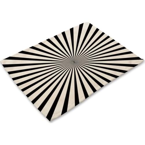 Geometric Pattern Kitchen Placemat Cotton Linen Pads Bowl Cup Mats Black White Dining Table Mat Drink Coasters