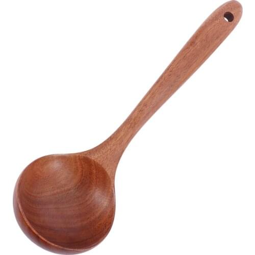 Natural Wooden Large Soup Scoops Long Handle Cooking Scoop Wood Ramen Rice Spoon Soup Ladle Catering Tableware Kitchen Utensil