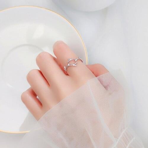 Luckydays Simple Branch Leaf Thin Adjustable Ring For Women Ladies Girls Trendy Fashion Finger Jewelry Gifts