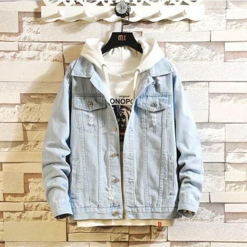 Denim Jacket Men 2020 Autumn Mens Casual Long Sleeve Turn-down Collar Solid Denim Jacket Coat Jaqueta Jeans Masculina Chaqueta