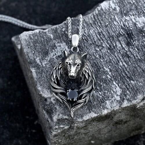 BEIER Punk Fashion 316L stainless steel new design howling gem wolf pendant necklace viking men celt Charm jewelry BP8-580