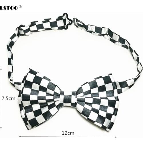 12*7.5 cm Unisex Mens Double layer Black White Plaid Leisure Bow Tie Cravat gentleman Butterfly Wedding Neck tie LJ008