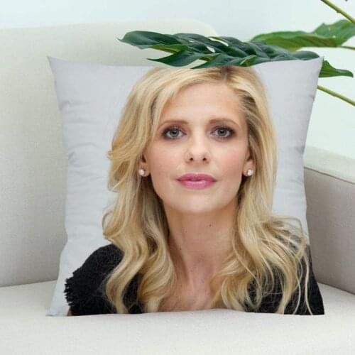 Sarah Michelle Gellar Pillow Cover Bedroom Home Office Decorative Pillowcase Square Zipper Pillow Cases Satin Soft