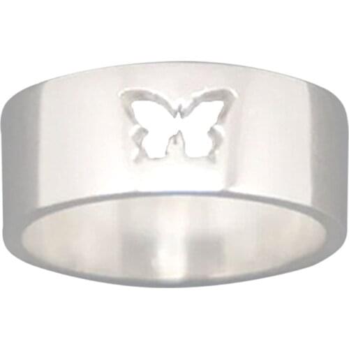 2 Pcs Matching Butterfly Couple Promise Rings Set Silver Color Hollow Butterfly Aircraft Plane Couple Rings for Men Women Weddin