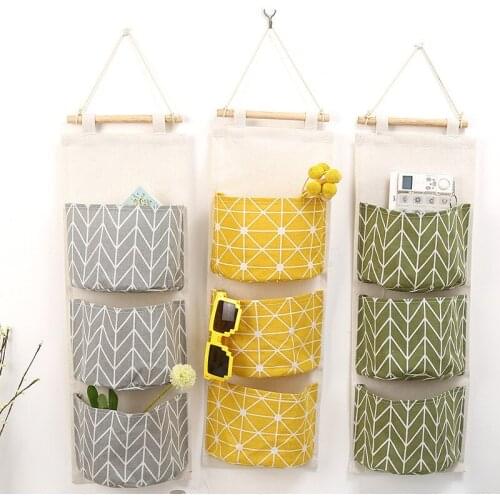 3 Grids Wall Mounted Wardrobe Organizer Sundries Storage Bag Jewelry Hanging Wall Pouch Hang Cosmetics Toys Organizer