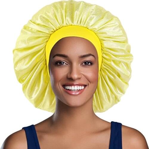 New Wide-Brimmed Extra Large Satin Bonnet Night Cap Women Hair Care Beauty Salon Hat Turban Headscarf for Hair Accessories