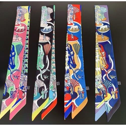 Luxury New Design Playground Spring Scarf Women Skinny Silk For Ladies Luxury Brand Bag Brand Neck Hair Letter Foulard Headband