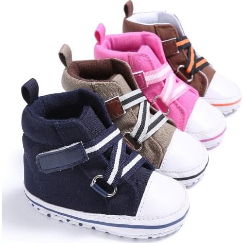 Baby Boys Girls Shoes Newborn Kids Sneakers High Top Solid Soft Sole First Walker Infant Toddler Antislip Prewalker Crib Shoe