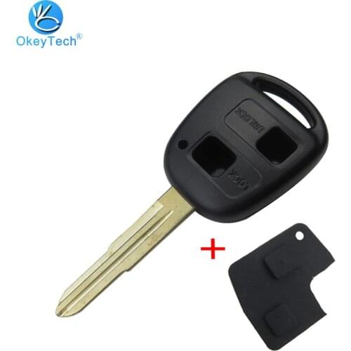 OkeyTech For Toyota Camry Corolla verso avensi Prado 2 Button Auto Car Key Shell Replacement Fob TOY41 Blade with Rubber Button