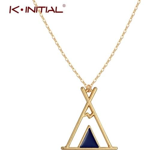 Kinitial Bravery I love my tribe Necklaces for Women Men in Gold or Silver Color Teepee Choker Pendant Necklace Travel Jewelry