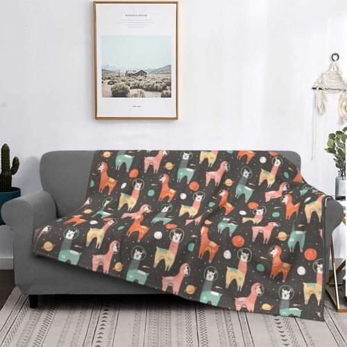 Astronaut Llamas In Space Alpaca Blankets Flannel Summer Animal Portable Warm Throw Blanket for Home Outdoor Bedspreads