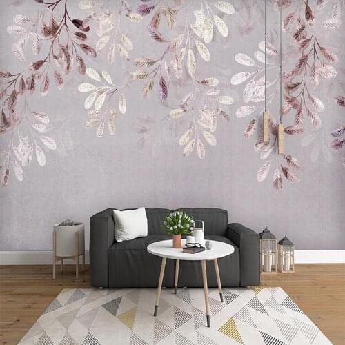 Custom Photo Wallpaper Retro Watercolor Flower Leaf Nordic Living Room TV Background Wall Decor Self-Adhesive Waterproof Murals