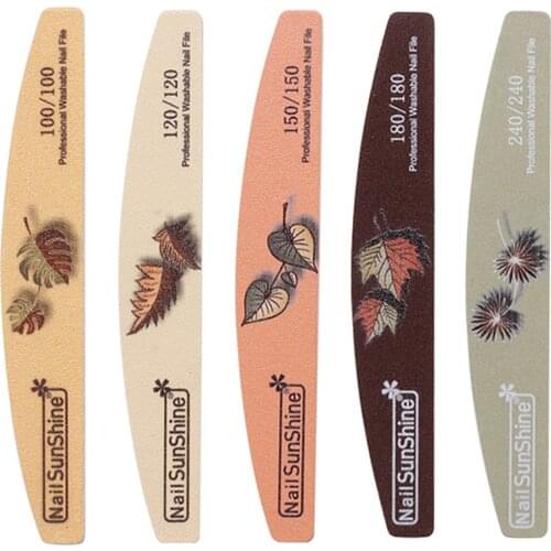 Professional Nail File Buffer 100/240 Trimmer Washable Sandpaper Color Printed Nail Files Half Moon Sanding Block For Manicure
