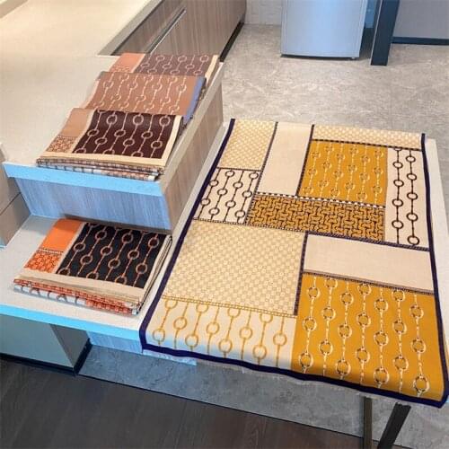 Luxury brand Winter Scarf Women Soft Cashmere Warm Pashmina Geometric Print Scarves Wrap Thick Long Shawl Bufanda Stoles Hijab