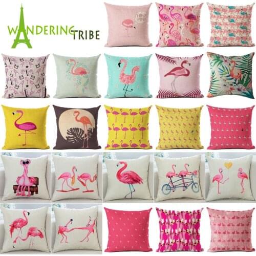 Pink Flamingo Cushion cover Cushions Home Decor Custom Linen Cushion Animal Pillowcase Decorative Outdoor Cushion covers