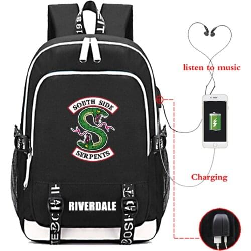 Riverdale Backpack Boys USB Charging Backpack Teens Laptop Knapsack Men Casual Sport Bag Student Back to School Book Bag Mochila