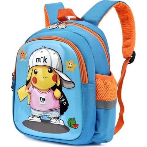 Pokemon Kindergarten Students School Bag Pikachu Cartoon Pattern Nylon Backpack for Teenager Boys Girls Outdoor Travel Backpack