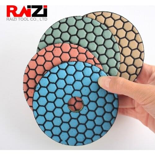 Raizi 1 Pc 4, 5 Inch Granite Polishing Sanding Disc 7 Step Concrete Granite Marble Dry Diamond Polishing Pads Tool