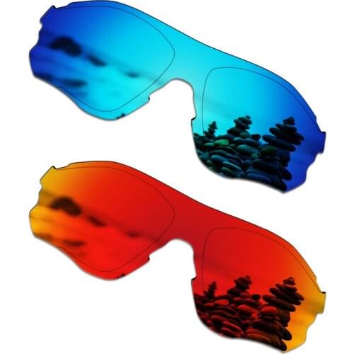 SmartVLT 2 PCS Polarized Sunglasses Replacement Lenses for Oakley EVZero Path Ice Blue and Fire Red