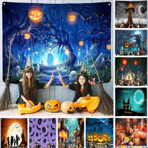 Halloween Decoration Tapestry Occult Pumpkin Haunted House Witch Aesthetic Room Decor Tapestry Wall Hanging Wall Decor Mural